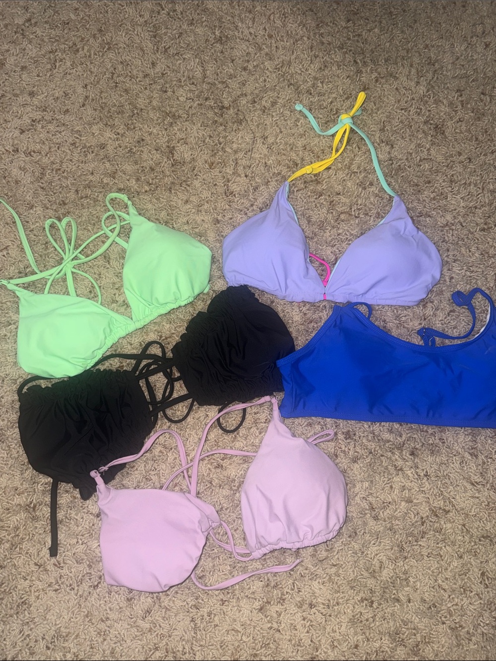 Women’s medium Solid Color Mix Swim Tops - Green, Lavender, Black, Blue, Pink